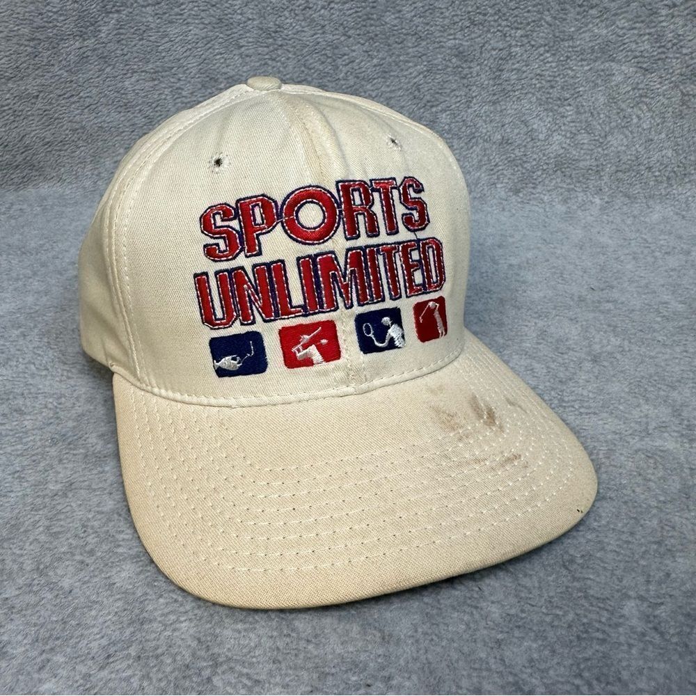 Vintage Sports‎ Unlimited Hat Cap Adult OSFA Beige Ballcap Sports The Game USA